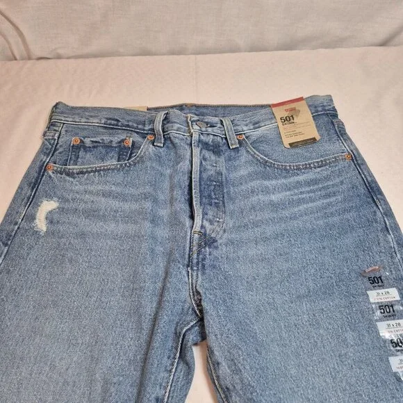Levis Womens Jeans 501 Skinny High Rise Distressed Button Fly Size 31x28 NWT 36 - Picture 8 of 13